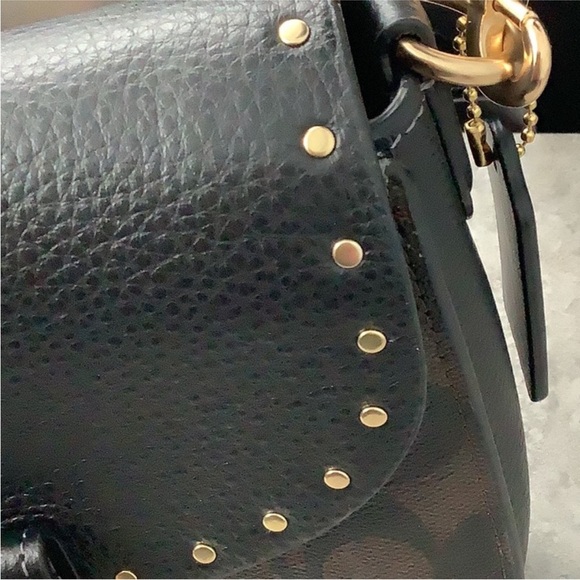 Coach CE567 Morgan Saddle Bag In Colorblock Brown & Black Gold Rivets - NWOT - Picture 14 of 14